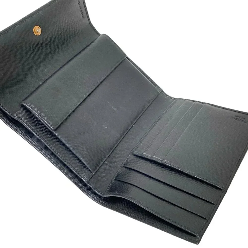 PRADA Black Leather Trifold Wallet 194-081025 - Picture 5 of 7